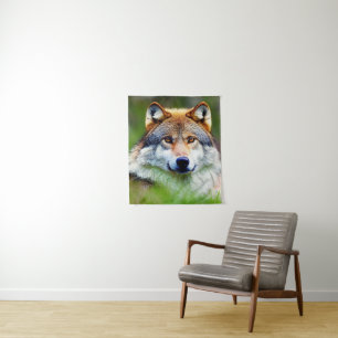 Tapete De Parede Linda pintura de cabeça de lobo