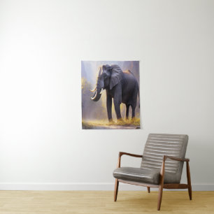 Tapete De Parede Linda pintura de um elefante em sua natureza