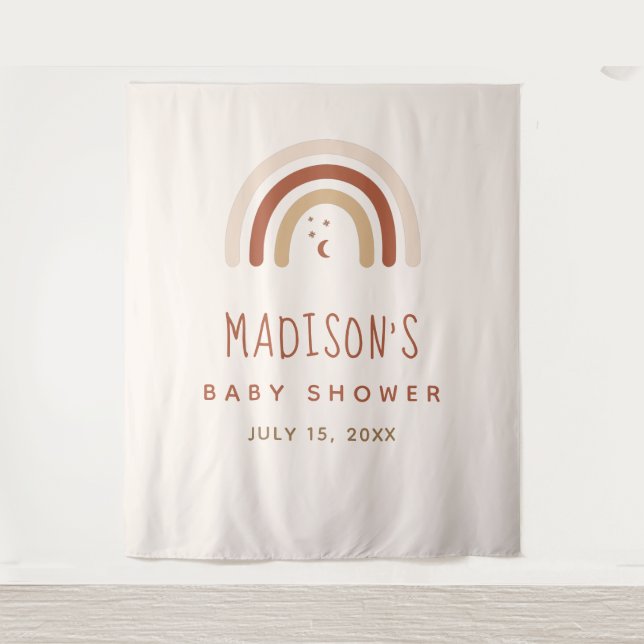 Tapete De Parede Lindo Arco-íris Boho Terracota Chuveiro de Bebê Lu (Frente)