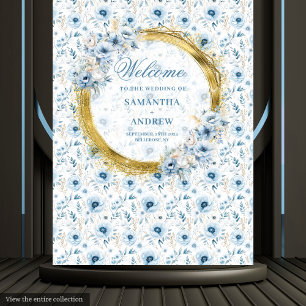 Tapete De Parede Lindo Estandarte de Casamento Boho Pastel Azul Dou