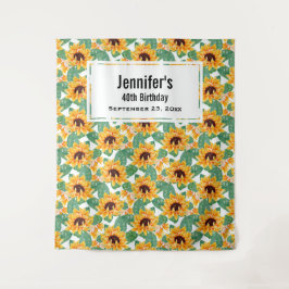 Tapete De Parede Lindos Girassóis Amarelos e Padrão Verde de Aniver