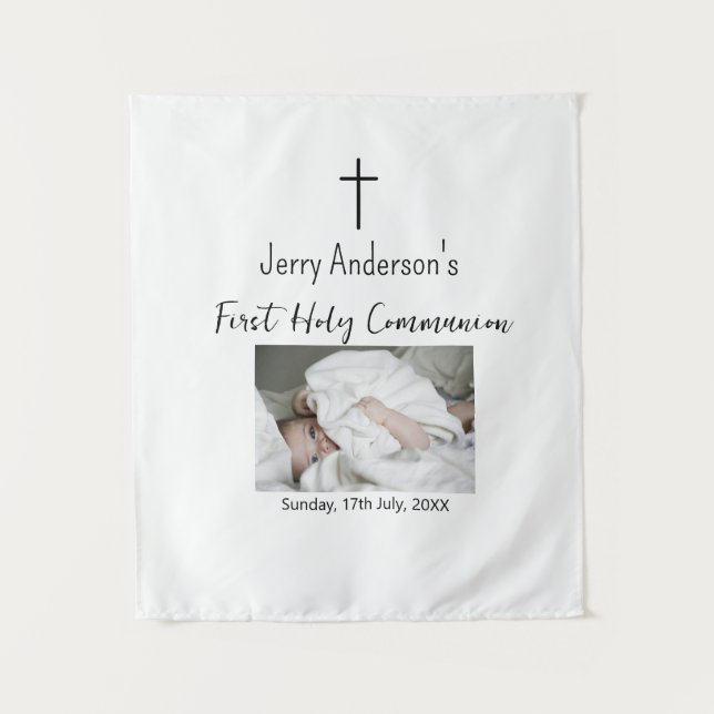 Tapete De Parede Linha católica de primeira comunhão simples QR mín (Frente)