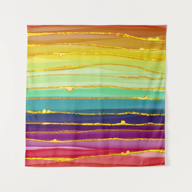 Tapete De Parede Linhas arco-íris: composição de luxo abstrato. (Frente)