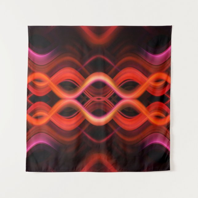 Tapete De Parede Linhas de onda vermelha geométrica design. (Frente)