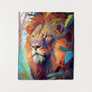Tapete De Parede Lion Animal Portrait Painting Willife Outdoor