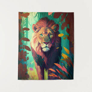 Tapete De Parede Lion Animal Portrait Painting Willife Outdoor