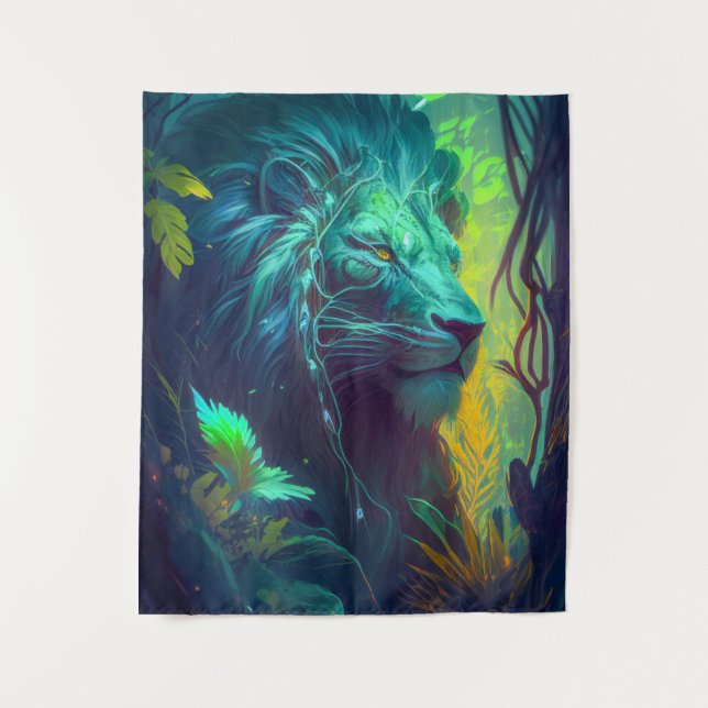 Tapete De Parede Lion Animal Portrait Painting Willife Outdoor (Frente)