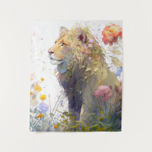 Tapete De Parede Lion Portrait Animal Painting Willife Forest