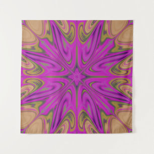 Tapete De Parede Líquido Psicodélico Colorido Abstrato Roxo Laranja