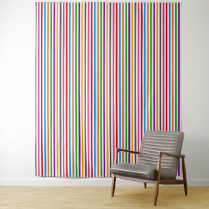 Tapete De Parede Listras de Arco-Íris Colorido - Branco