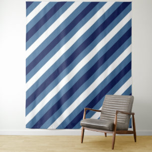 Tapete De Parede Listras Náuticas Azul Naval Azul Fumê Branco Cresp