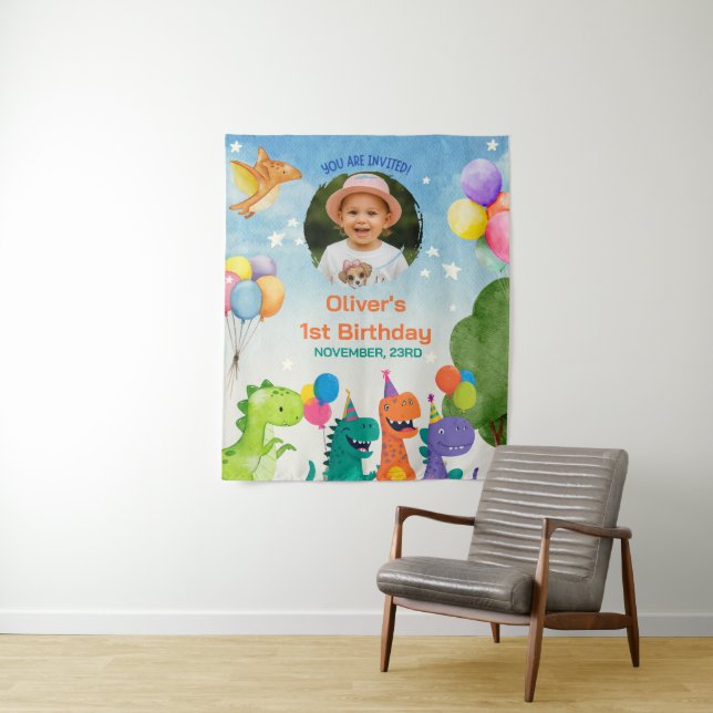 Tapete De Parede Little Dino 1st Birthday (In Situ)