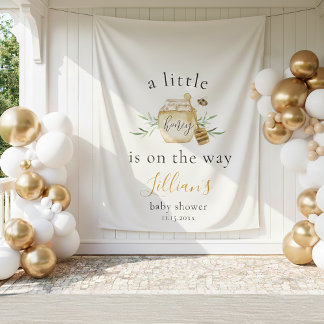 Tapete De Parede Little Honey On The Way Bee Baby Shower Backdrop