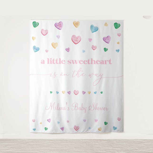 Tapete De Parede Little Sweetheart Baby Shower Conversation Hearts (Frente)