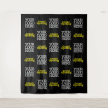 Logotipo de grande abertura em preto-e-amarelo