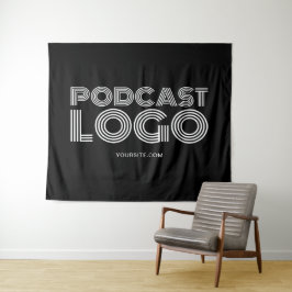 Tapete De Parede Logotipo Podcast preto e branco