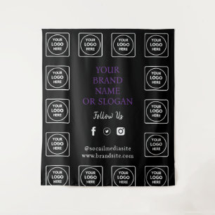 Tapete De Parede Logotipo Social Media Roxo Preto Parede Branding