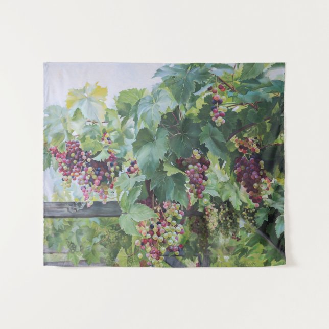 Tapete De Parede Loire Valley Vineyard – French Grape Painting (Frente (Horizontal))