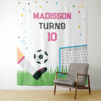 Tapete De Parede Lona Soccer girl Sport Birthday backdrop banner