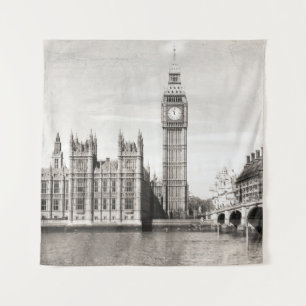 Tapete De Parede Londres antiga, preto e branco.