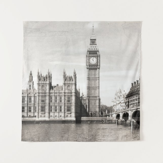 Tapete De Parede Londres antiga, preto e branco. (Frente)