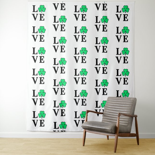 Tapete De Parede LOVE Clover Shamrock Irlanda Elegante Irlandês (In Situ)