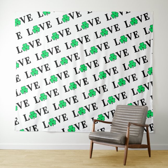 Tapete De Parede LOVE Clover Shamrock Irlanda Elegante Irlandês (In Situ (Horizontal))