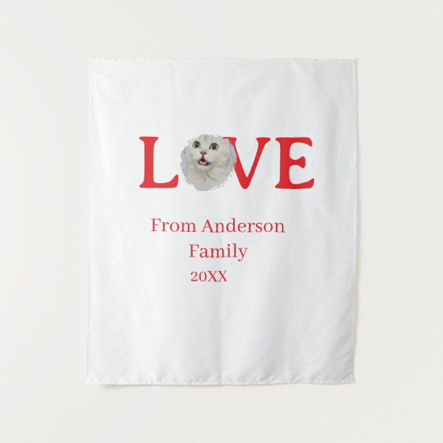 Tapete De Parede Love holidays cat photo pet family name bold lette (Frente)
