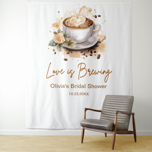 Tapete De Parede Love is Brewing Brown Coffee Photo Bridal Shower  (In Situ)