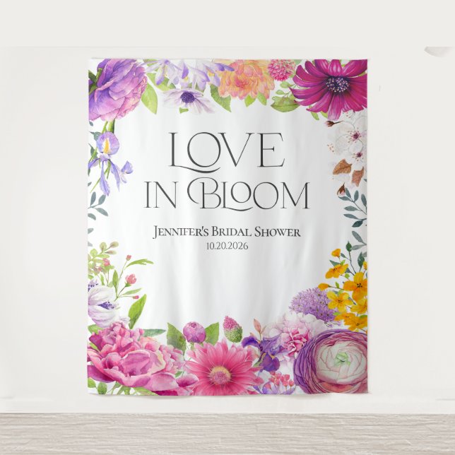 Tapete De Parede Love is in Bloom | Floral Bridal Shower Backdrops (Frente)