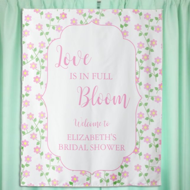 Tapete De Parede Love Is In Bloom Pink Floral Bridal Shower (Criador carregado)