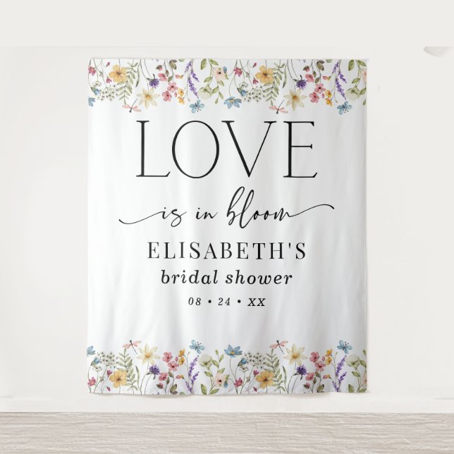 Tapete De Parede Love Is in Bloom White Bridal Shower Backdrop (Frente)