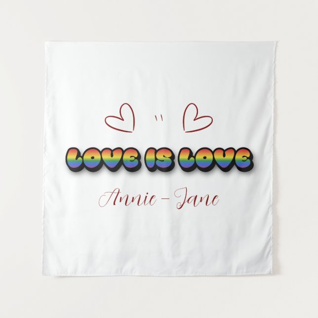 Tapete De Parede Love is Love Rainbow LGBTQ Tapestry (Frente)