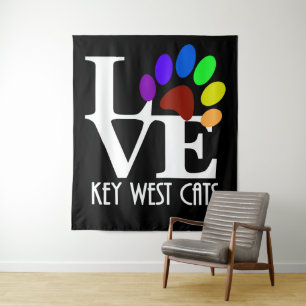 Tapete De Parede LOVE Key West Cats (texto branco)