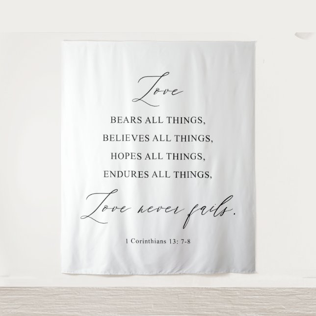 Tapete De Parede Love Never Fails” Wedding Tapestry Backdrop (Frente)