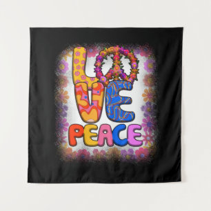 Tapete De Parede Love Peace Retro 60s e 70s Floral Hippie Peace