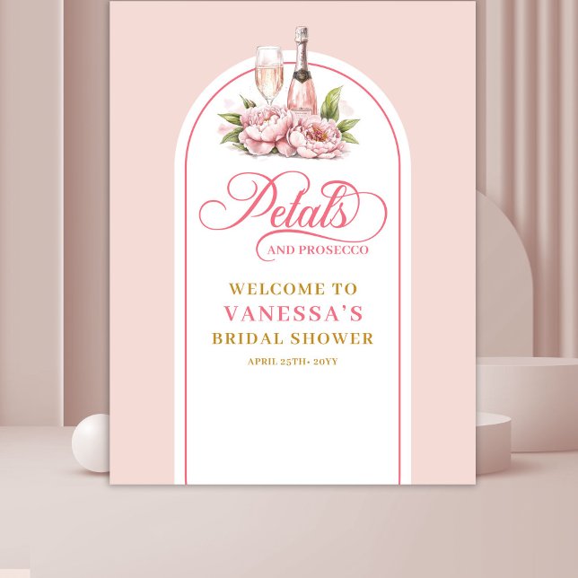 Tapete De Parede Lovely petals and prosecco gold blush party banner (Lovely petals and prosecco gold blush party banner)