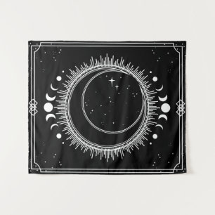 Tapete De Parede Lua e Sol Bonito com Estrelas Preto e Branco