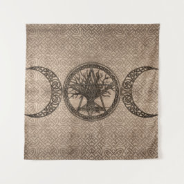 Tapete De Parede Lua tripla com pentagrama e árvore da vida