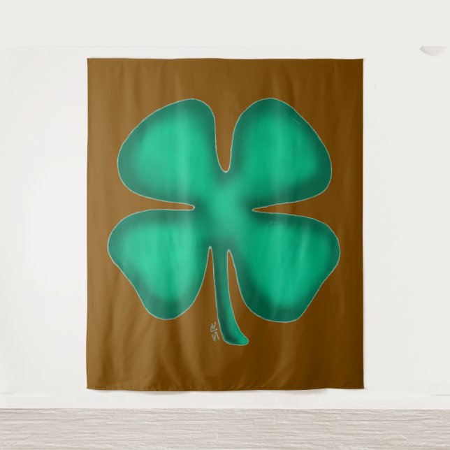 Tapete De Parede Lucky 4 Leaf Irish Clover brown tapestry (Frente)