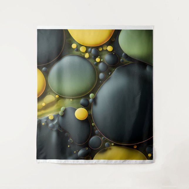 Tapete De Parede Luminous Fluid Dynamics: Yellow and Green Abstract (Frente)