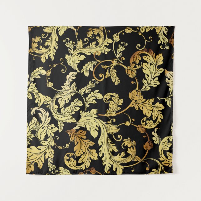 Tapete De Parede Luxury golden seamless pattern. Floral backgroundp (Frente)