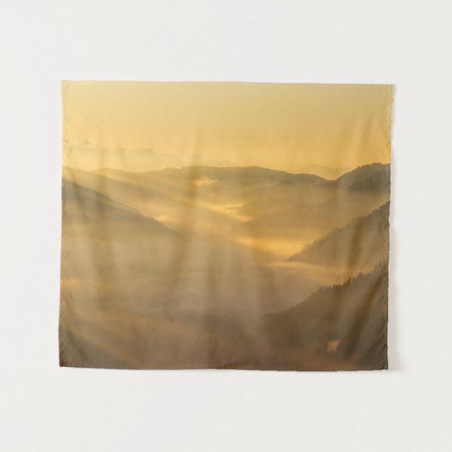 Tapete De Parede Luz do sol brilhando no nevoeiro da manhã (Frente (Horizontal))