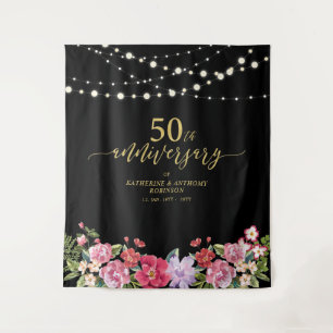 Tapete De Parede Luzes de Corda e Flores 50º Aniversário de Casamen