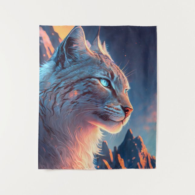 Tapete De Parede Lynx Animal Portrait Painting Wildlife Outdoor (Frente)