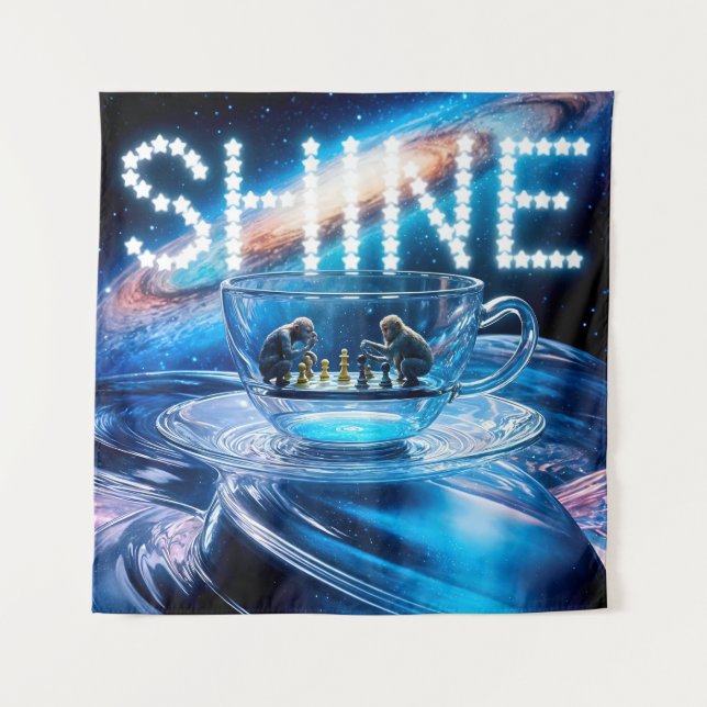 Tapete De Parede Macacos Xadrez e Galáctico (Frente)