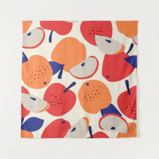 Tapete De Parede Maçãs Desenhadas À Mão: Trendy Vintage Sem Costura