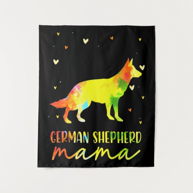 Tapete De Parede Mãe German shepherd Colorida (Frente)