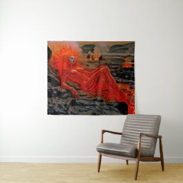 Tapete De Parede "Magma Dormindo" - Retrato de Mulher Vulcânica