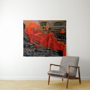 Tapete De Parede "Magma Dormindo" - Retrato de Mulher Vulcânica